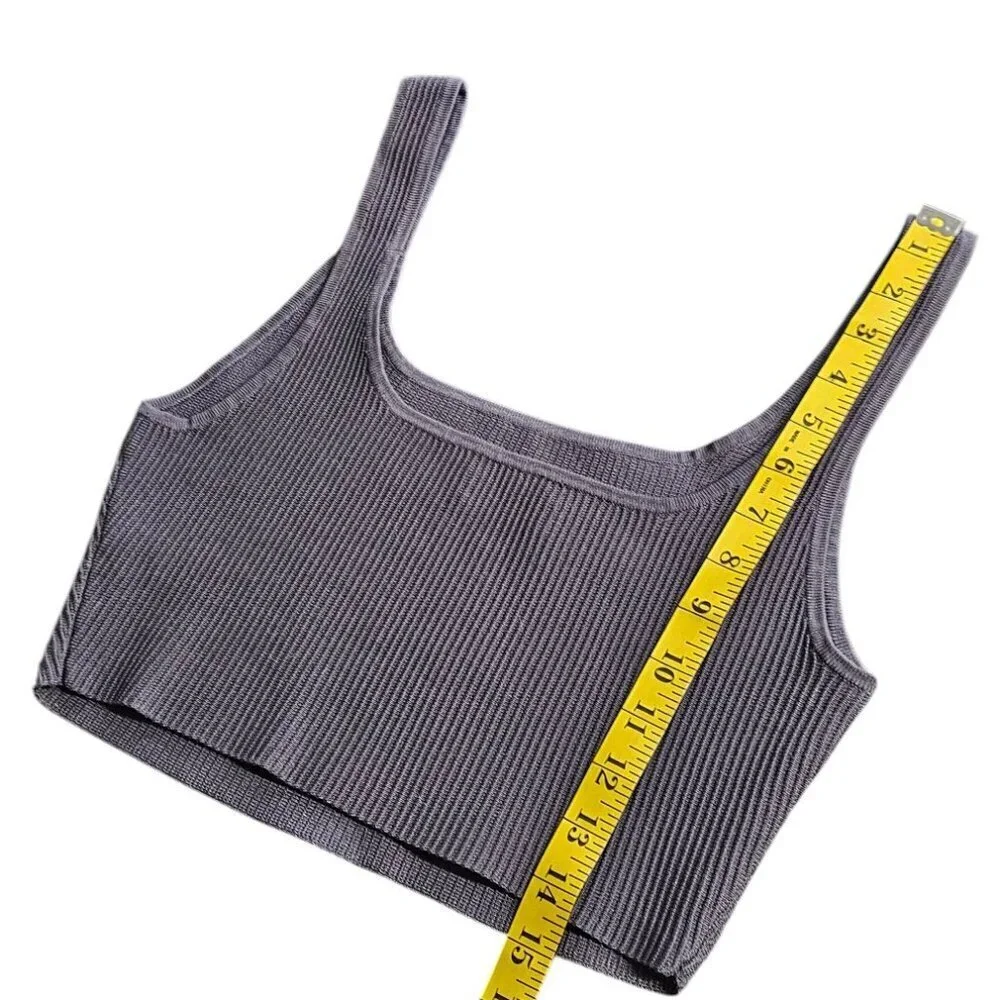 Aritzia Babaton Sculpt Knit Crop Tank Top, Ribbed, Stretch, Thick, Grey, Size M - Picture 7 of 8